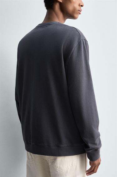 SOFT CREW NECK FADED SWEATSHIRT - Faded blue by Zara - Image 4