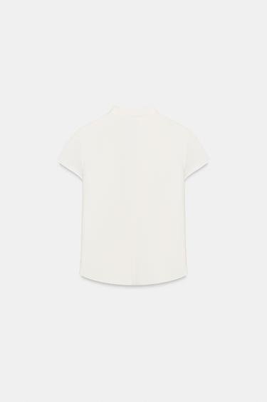 TOP COL MAO AVEC OUVERTURE - Blanc cassé de Zara - Image 4