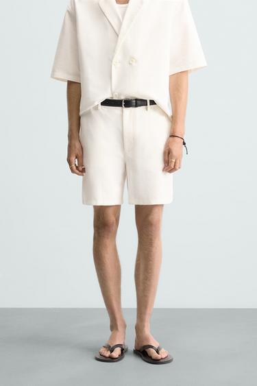 RELAXED FIT BERMUDA SHORTS - White by Zara