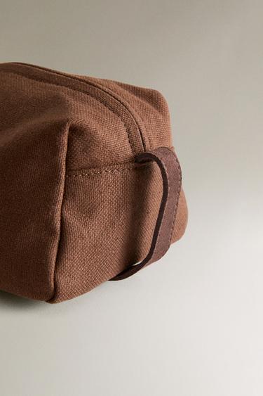 MEDIUM CANVAS WASH BAG - Brown by Zara - Image 4
