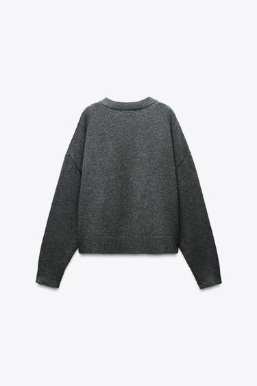 JACKE AUS 100 % WOLLE MIT GOLDENEN KNÖPFEN - Dunkelgrau von Zara
