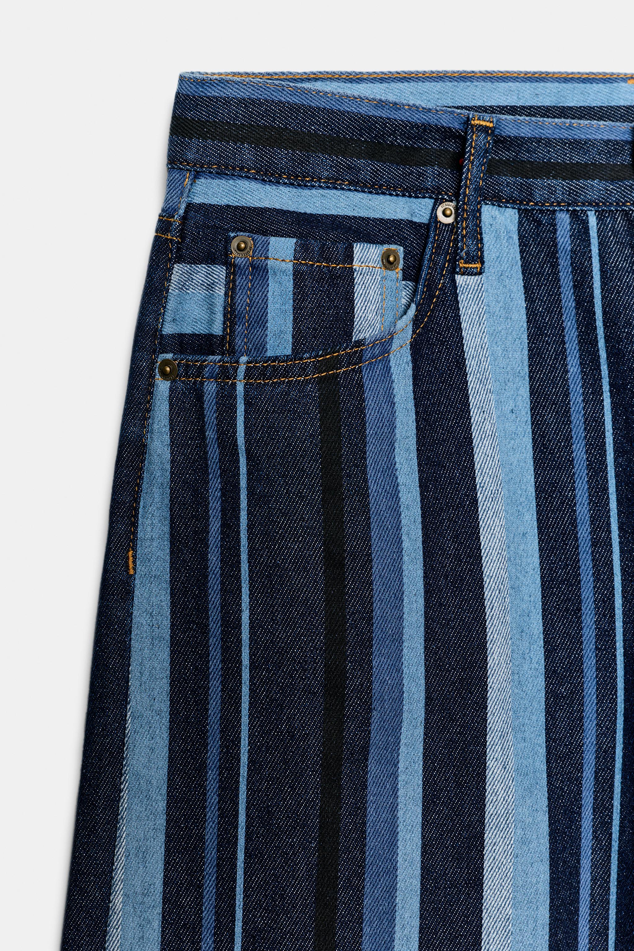 ZW COLLECTION MID-RISE STRIPED CULOTTE JEANS