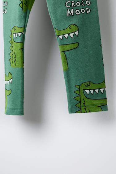 CROCODILE PRINT LEGGINGS - Green by Zara - Image 3