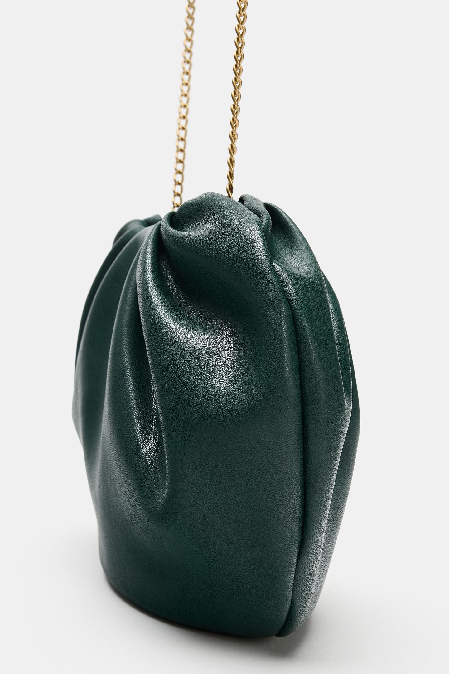 Женская сумка Zara Chain Detail Shoulder, цвет: Зелёный — фото 3