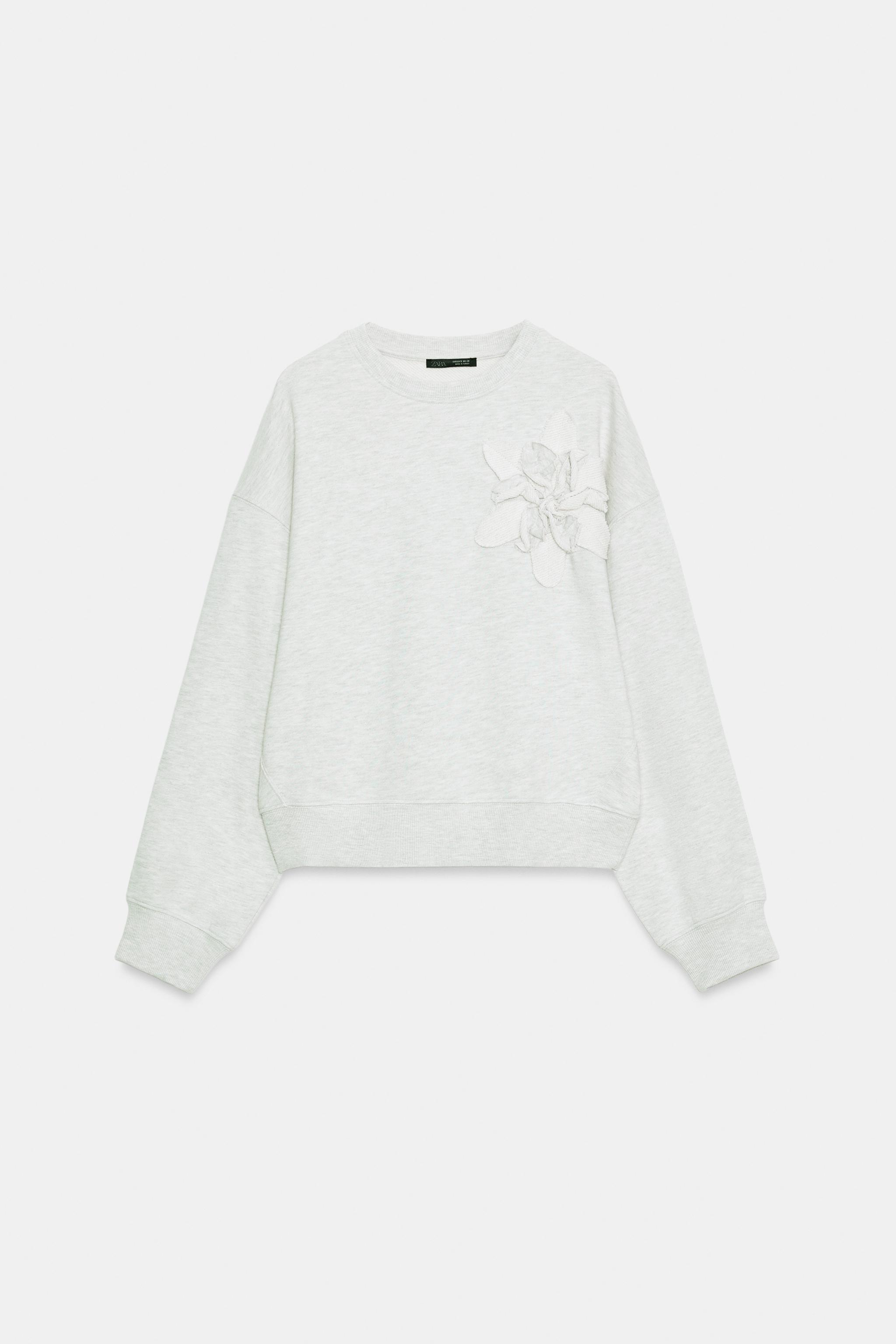 Женские худи Zara FLORAL APPLIQUE SWEATSHIRT — фото 6