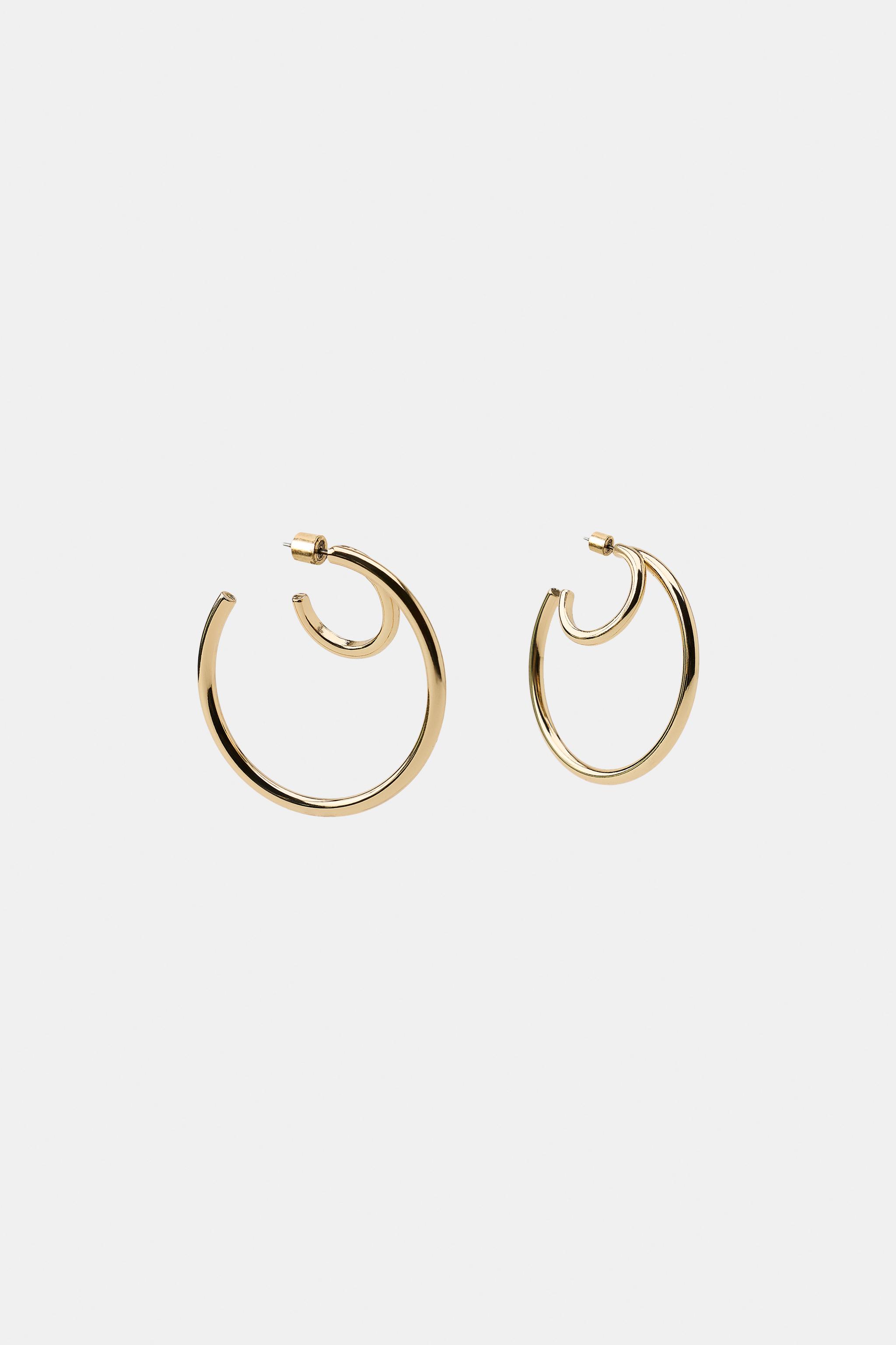 Женские аксессуары Zara DOUBLE HOOP EARRINGS — фото 3