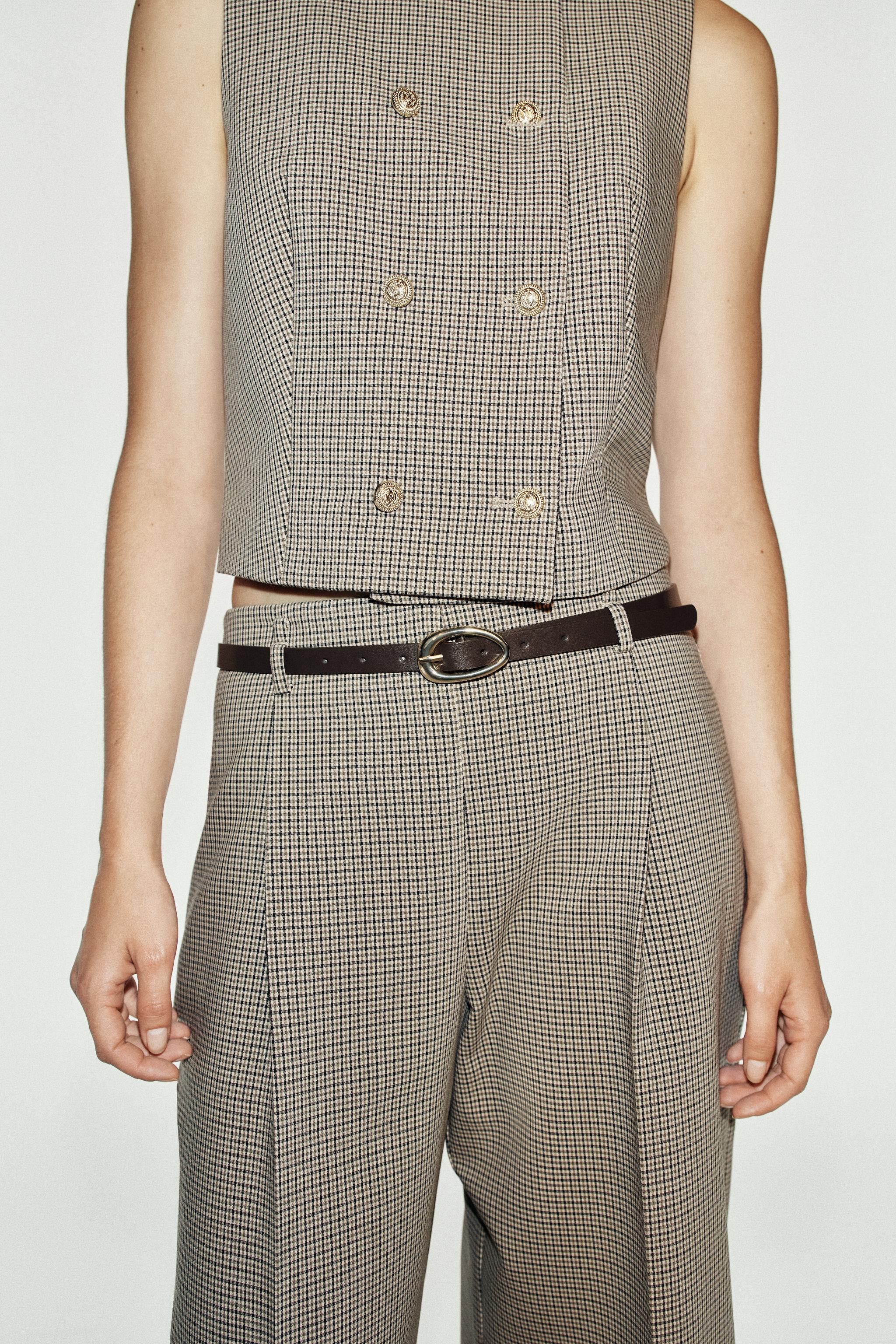Женские жилеты Zara CHECKED CROPPED VEST — фото 3