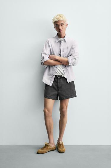 Zara MINI KRATKE HLAČE OD TRAPERA – drveni ugljen