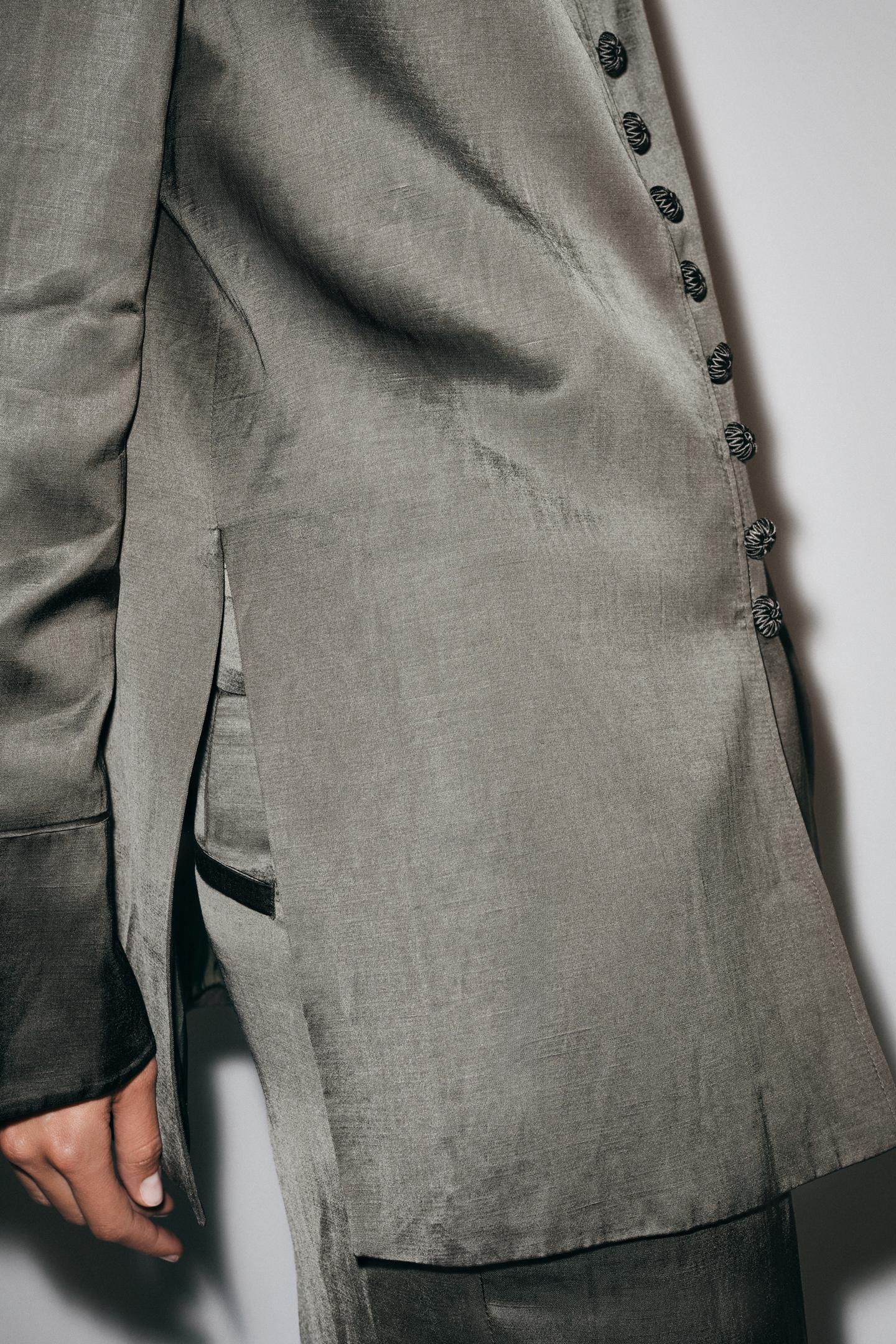 Женская куртка Zara ZW Collection Satin-Finish, цвет: Серый — фото 4