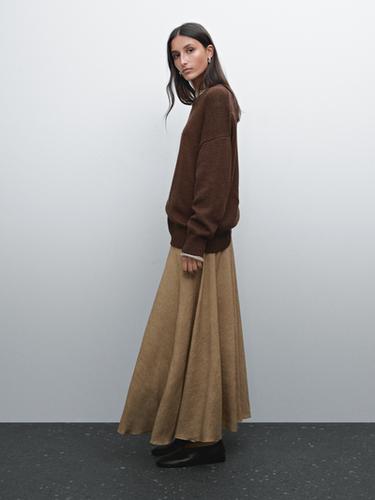 Zara Linen blend knit crew neck sweater - Chocolate - Image 0