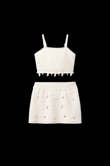SHELL KNIT TOP AND SKIRT SET - Ecru by Zara - Image 0