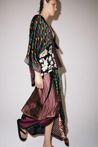 PRINTED SATIN KIMONO - Multicoloured by Zara - Image 2