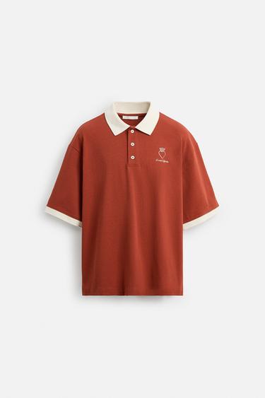 HEART PRINT POLO SHIRT - Burgundy by Zara