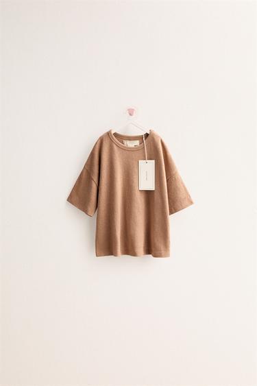 ZARA TIMELESS - PLAIN COTTON LINEN T-SHIRT - Beige by Zara