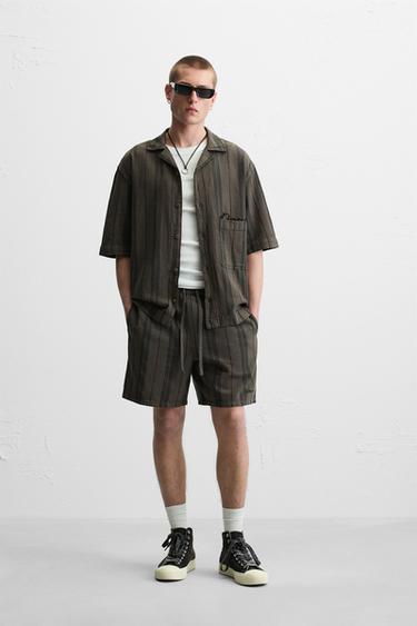 EMBROIDERED TEXTURED BERMUDA SHORTS - Grey by Zara