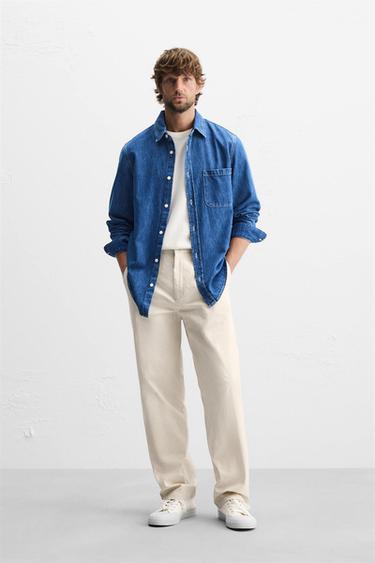 Zara STRAIGHT FIT CHINO PANTS - Ecru - Image 0
