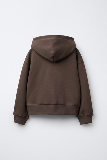 SWEAT ZIPPÉ À INSCRIPTION - Marron de Zara - Image 1
