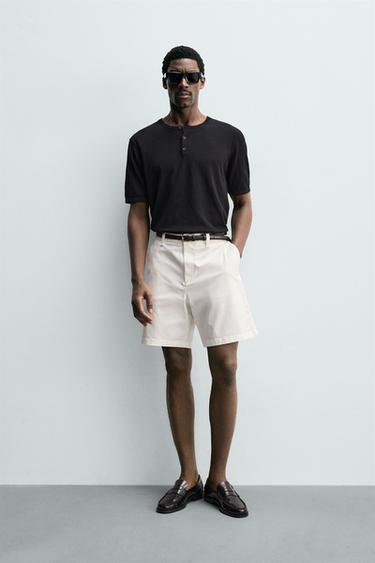 REGULAR FIT CHINO BERMUDA SHORTS - Oyster-white by Zara