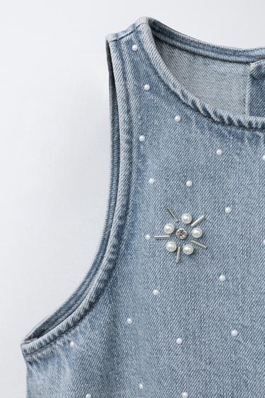 ROBE EN DENIM PERLES - Gris bleu de Zara - Image 2