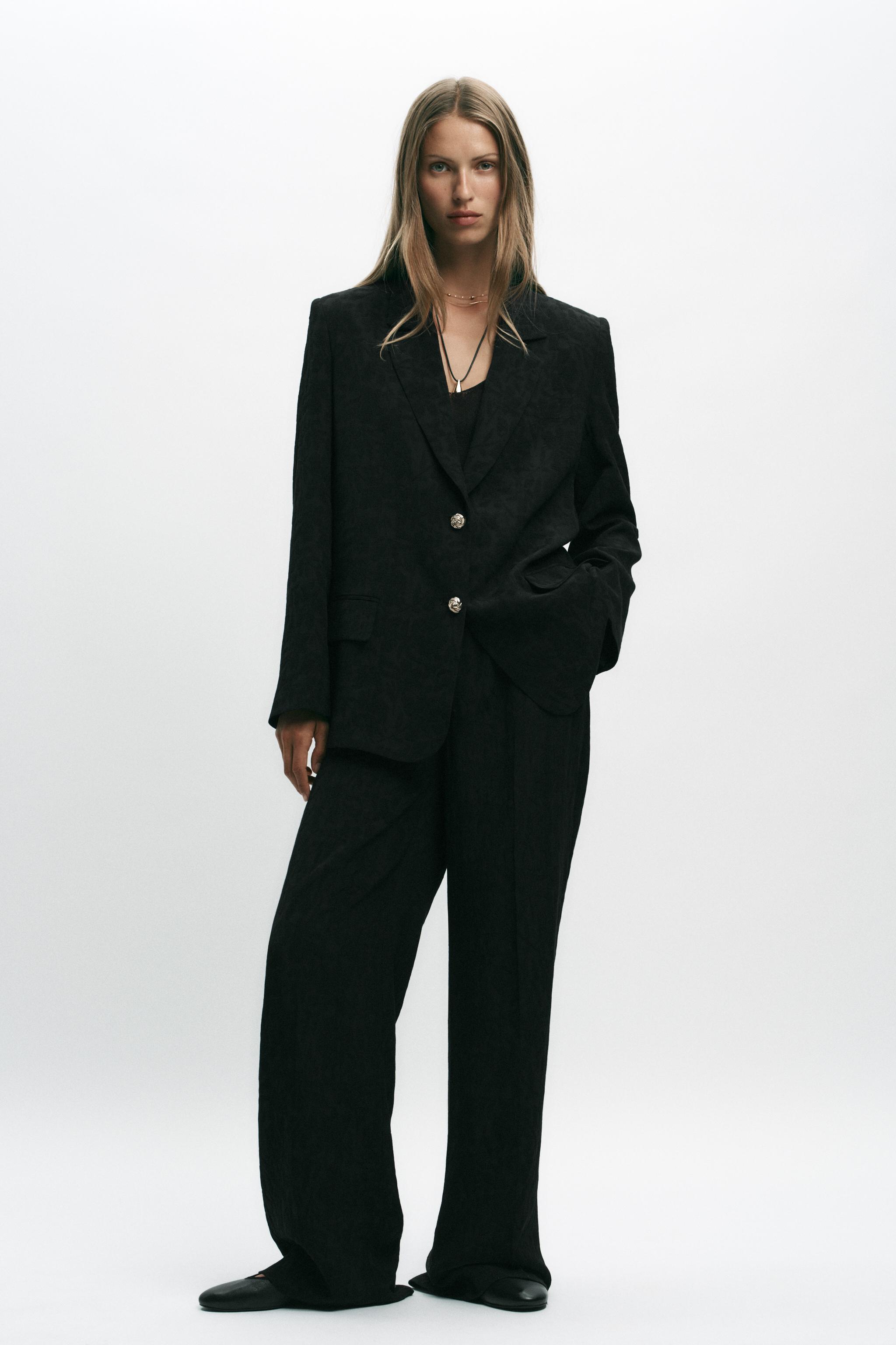 ジャカードショルダーパッドブレザー - ブラック | ZARA Japan