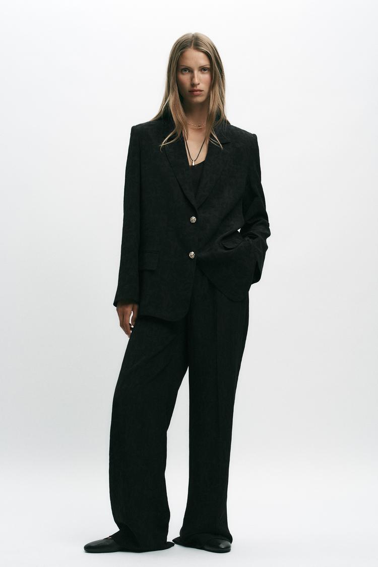 OVERSIZED JACQUARD BLAZER WITH SHOULDER PADS
