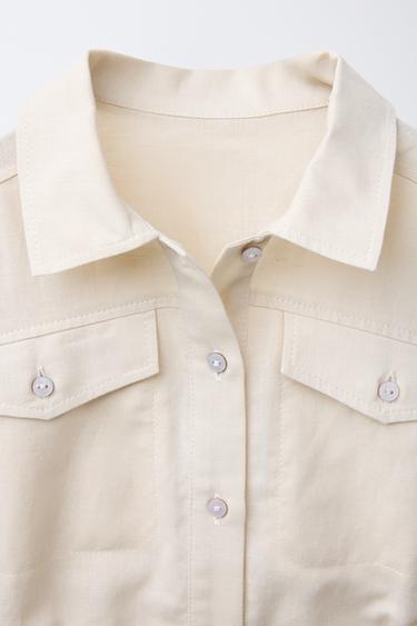 LONG LINEN BLEND JUMPSUIT - Light beige by Zara - Image 2
