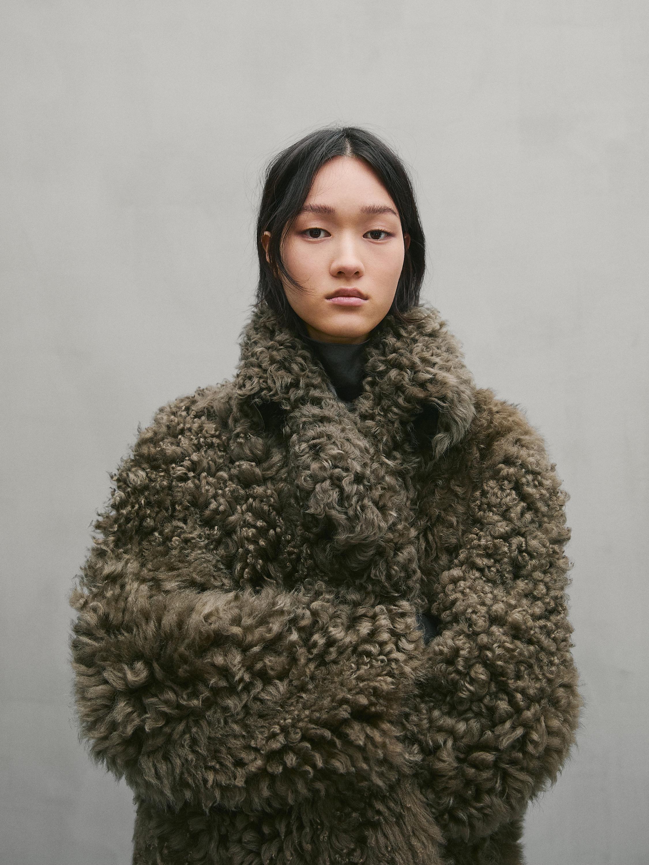 Long fur coat - Studio - Khaki | ZARA United States