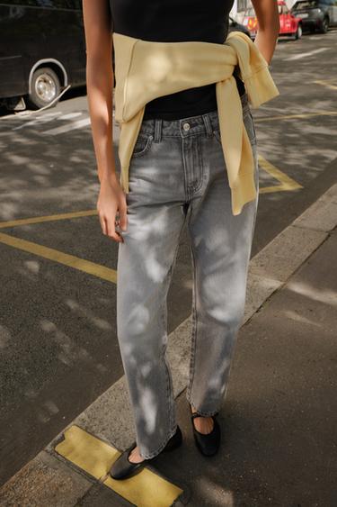 JEANS Z.03 REGULAR FIT HIGH-WAIST LONG LENGTH - Light grey by Zara
