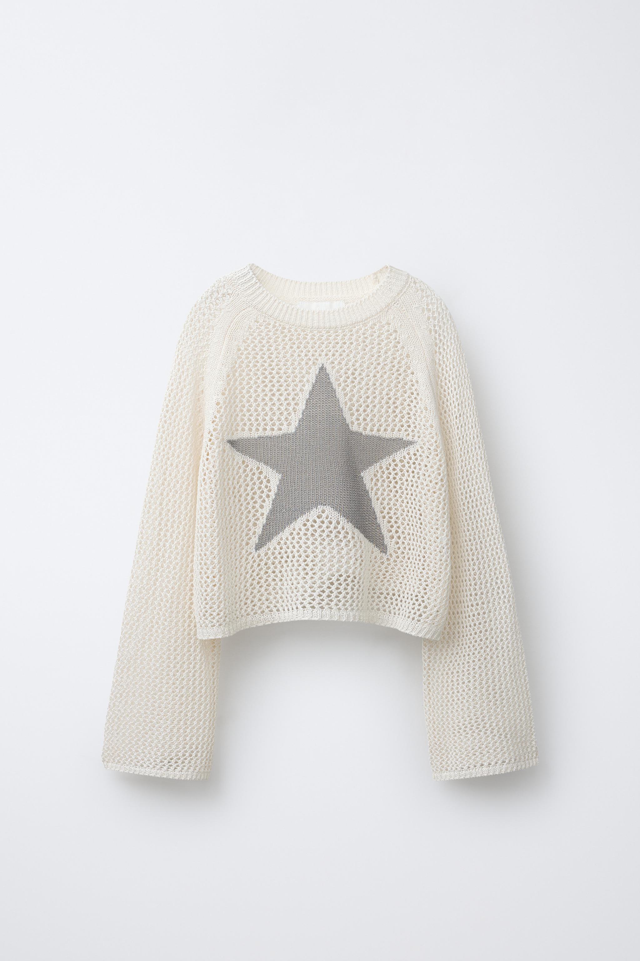 NET STAR JUMPER - Ecru | ZARA New Zealand