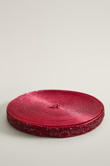 GLITTER VELVET CHRISTMAS GIFT RIBBON — Red 2