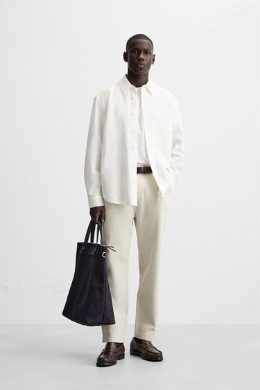 БРЮКИ REGULAR FIT СО СКЛАДКАМИ — КАМЕННО-СЕРЫЙ от Zara — изображение 0