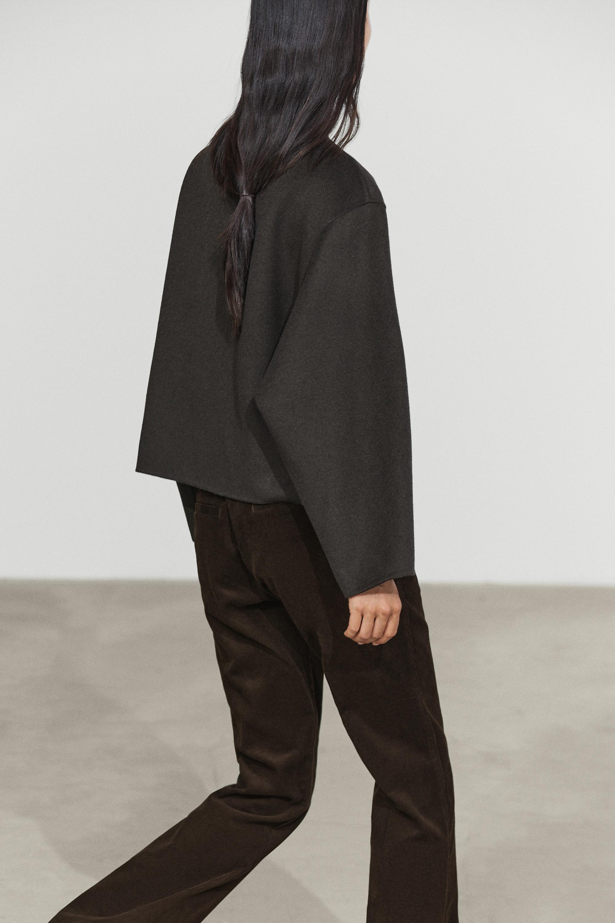 Short wool-blend coat with button detail