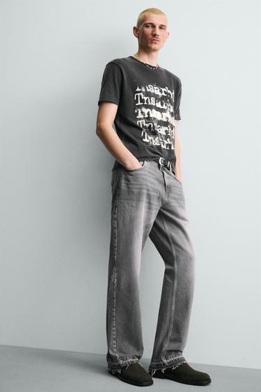 WASHED PRINTED KNIT T-SHIRT - Black by Zara - Image 6