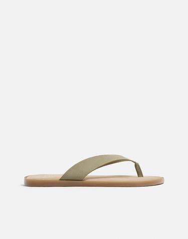 Zara LEATHER SANDALS - Green