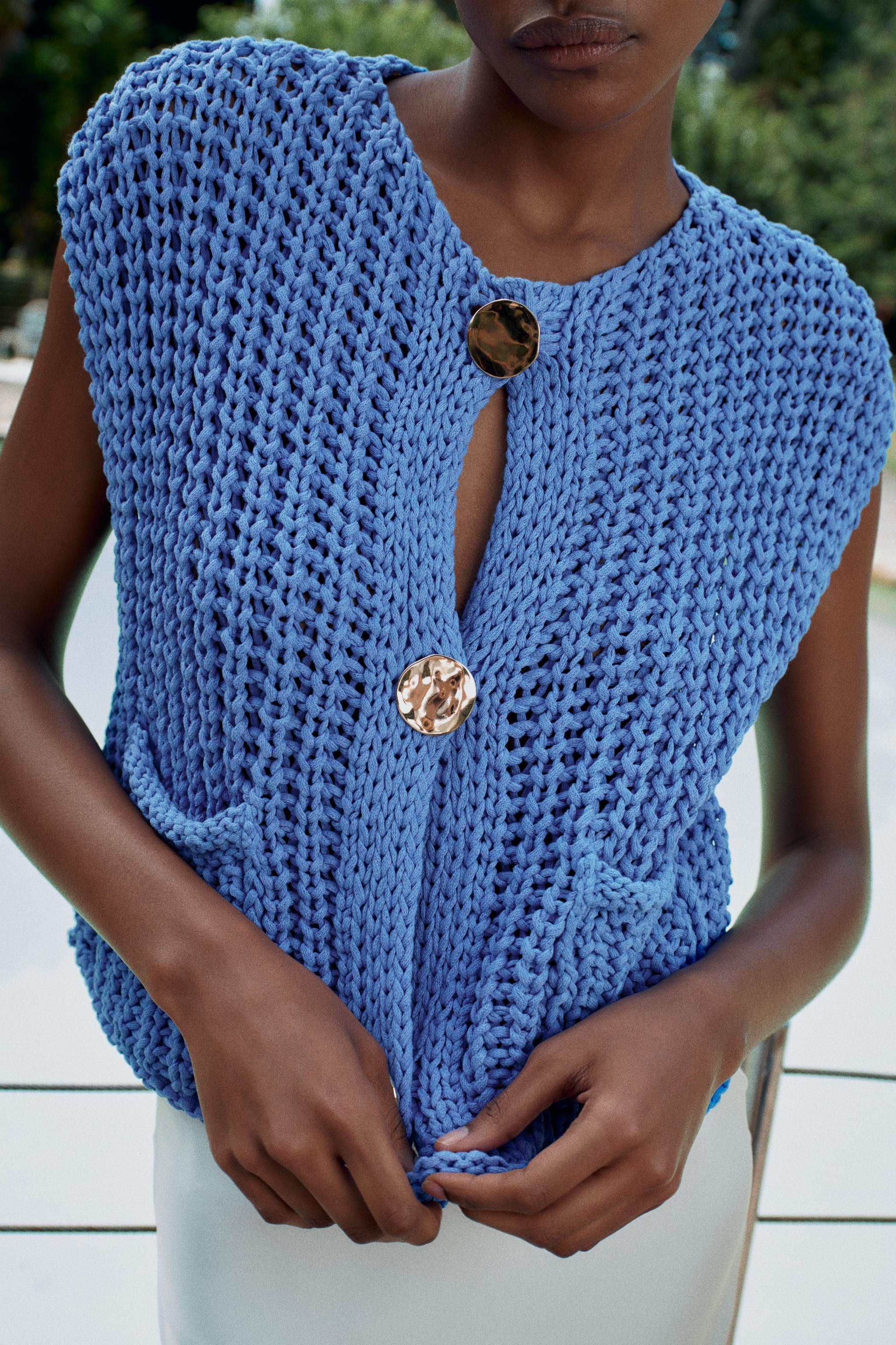 CHUNKY KNIT TOP - Mid-blue | ZARA United States