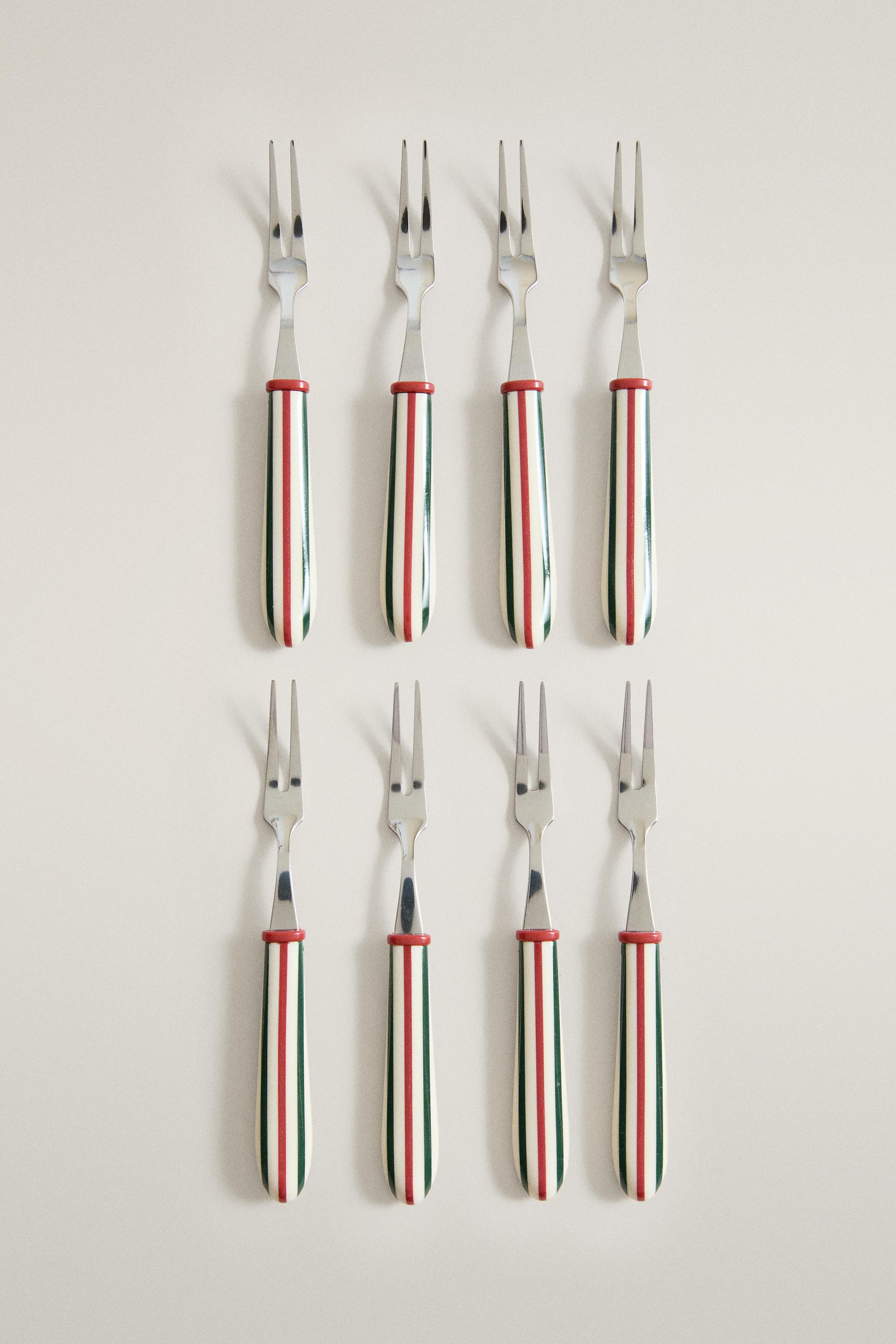 PACK OF STRIPED CHRISTMAS APPETIZER FORKS (PACK OF 6)