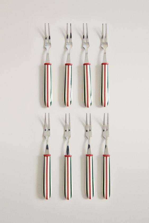GESTREIFTE WEIHNACHTLICHE APERITIFGABELN (6ER-PACK) - Rot von Zara - Bild 0