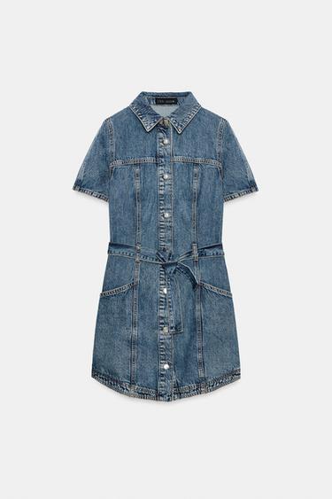 Z1975 MINI DENIM DRESS WITH BELT - Blue by Zara
