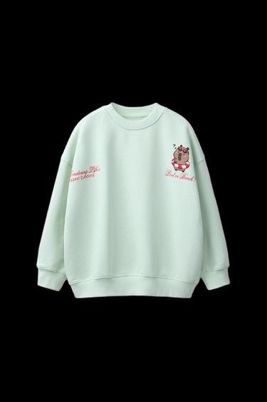 Zara CAPYBARA CAPYFUN © PRINTED SWEATSHIRT - Light green - Image 0