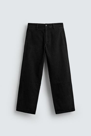 TEXTURED STRAIGHT-LEG TROUSERS - Black by Zara