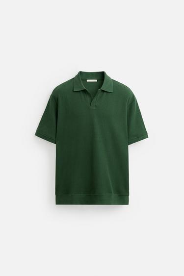 VERTICAL TEXTURED POLO SHIRT - Intense green by Zara