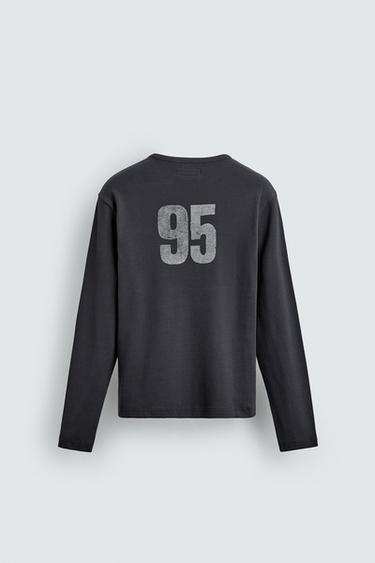 WASHED PRINT RIB T-SHIRT - Navy blue by Zara