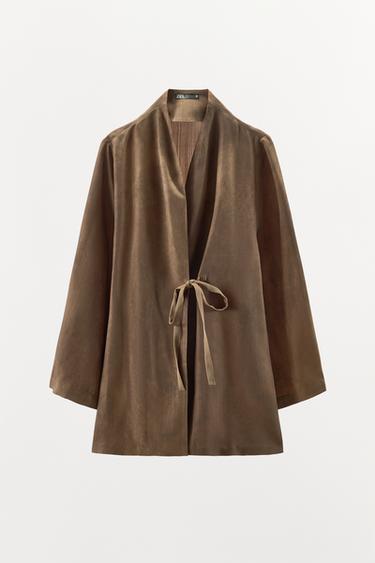 PRINTED WRAP SHIRT - Brown by Zara