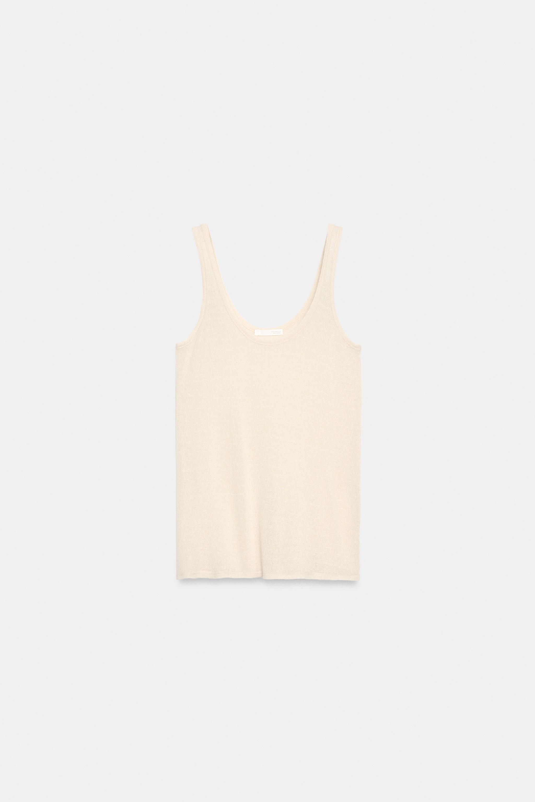 TOP SEMI-TRANSPARENT AVEC LAINE