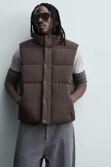 CROPPED FIT PUFFER GILET - Brown by Zara - Image 5