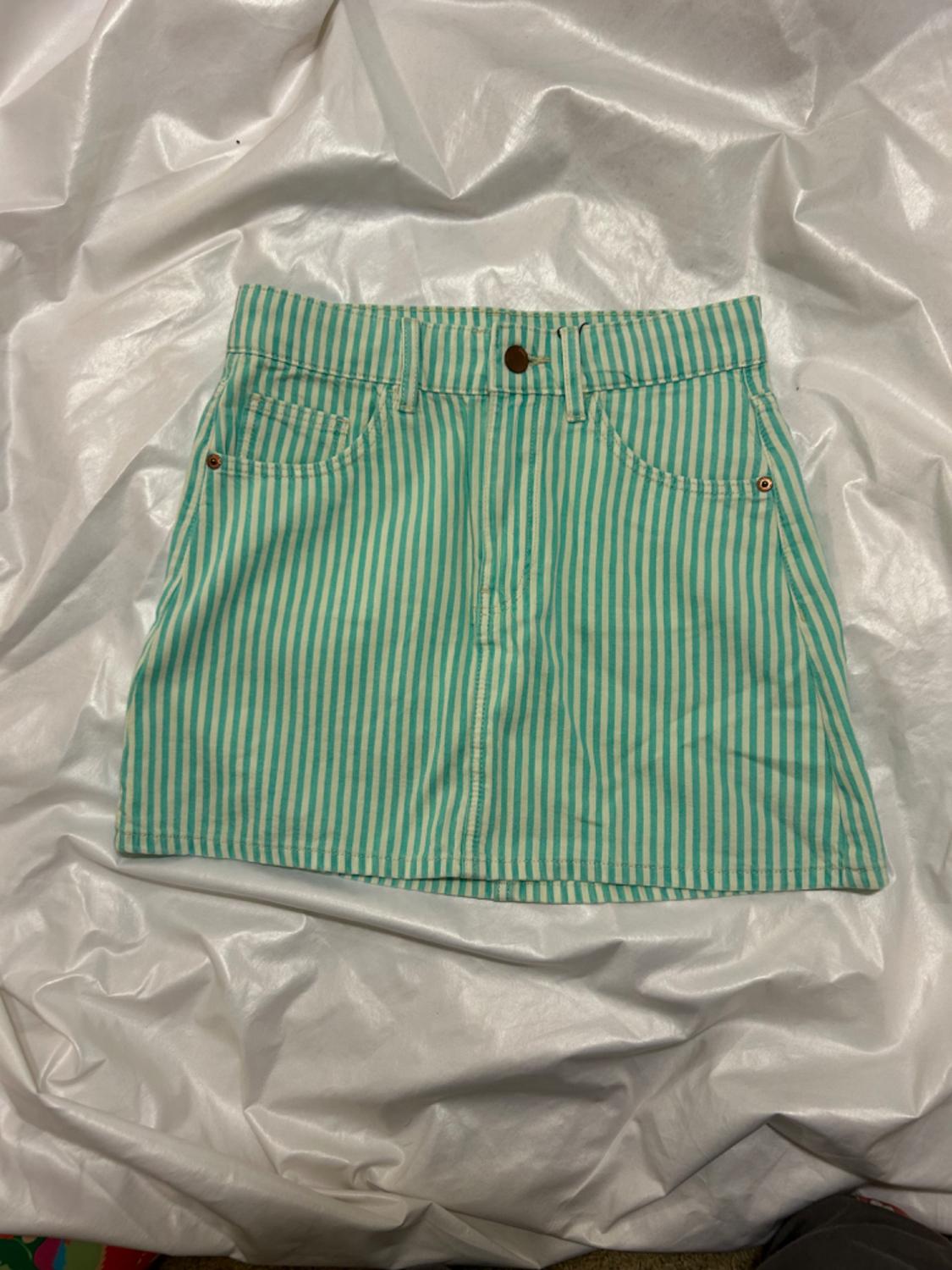 STRIPED DENIM SKIRT