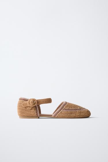 В'ЯЗАНІ ГАЧКОМ ТУФЛІ D'ORSAY - Коричневий Zara - Зображення 0