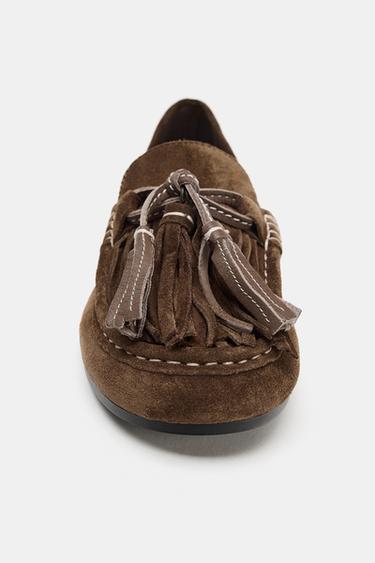 LEATHER TASSEL LOAFERS - Brown by Zara - Image 3