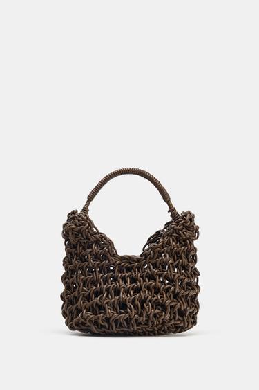 BOLSA DE MANO TRENZADA PESPUNTES - Chocolate de Zara