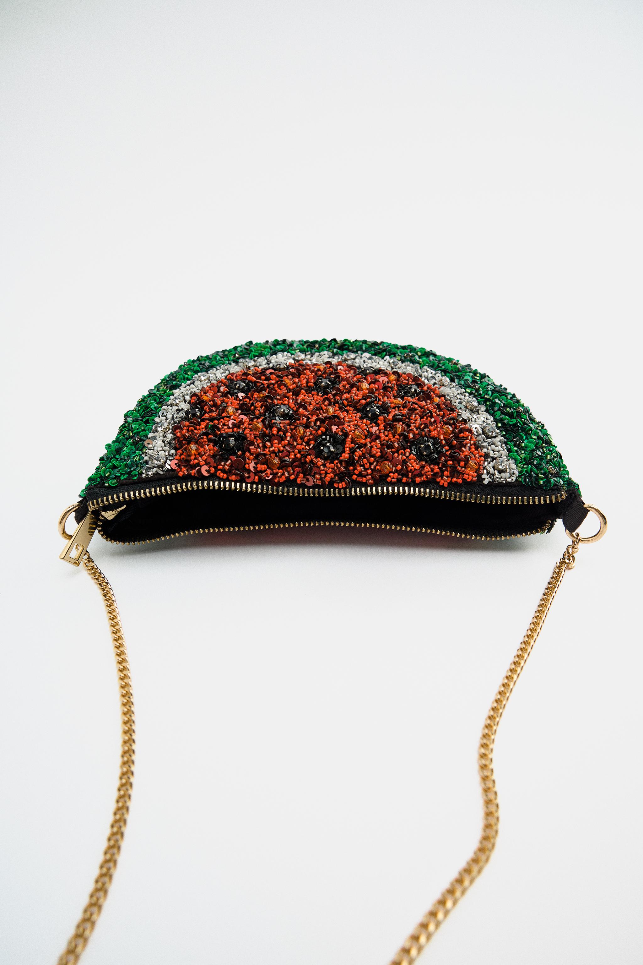 Zara Sequin Watermelon Crossbody fashion Bag New